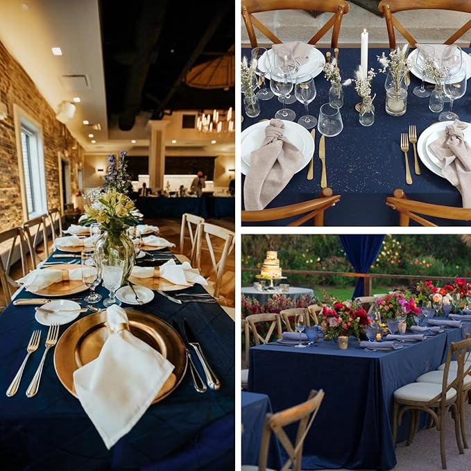8 Pack Navy Blue Tablecloth 60 x 126 Inch Rectangular Table Cloth for 6 Foot Rectangle Tables, Wrinkle Resistant Washable Polyester Fabric Table Covers for Wedding Party Banquet Buffet and Camping