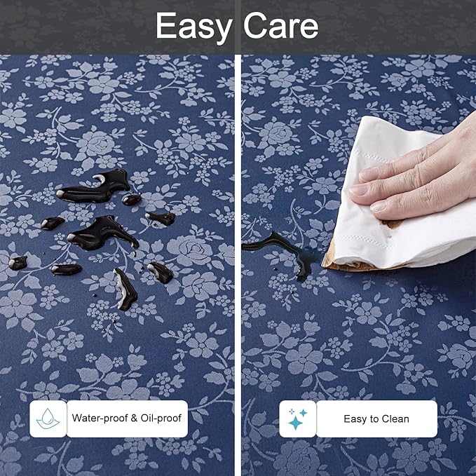 Smiry Rectangle Table Cloth, Waterproof Heavy Duty Vinyl Tablecloths, Wipeable Washable Table Cover for Kitchen and Dining Room (Navy, 60" X 126")