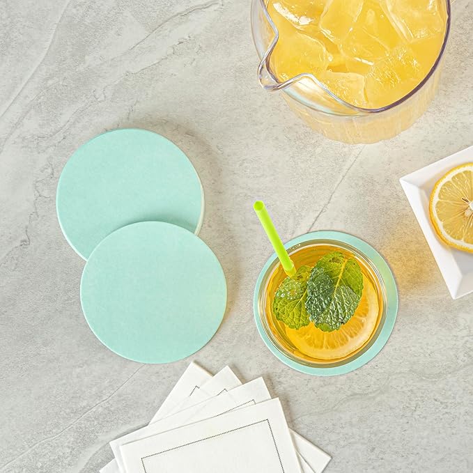 Restaurantware Paper Coasters 1000 Pack of 4 Inch Disposable Beverage Coasters Absorbent for Hot and Cold Drinks Turquoise Coffee Cup Essentials for Table Decor, Kitchen, Home or Living Room