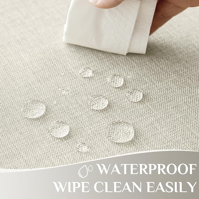 Softalker Extra Lang Tablecloth Rectangular 60 x 144 inch Cream Faux Linen Tablecloth Outdoor Waterproof Stain and Wrinkle Resistant Table Cover for Spring Easter Party Picnic Decor Vintage Tabletop