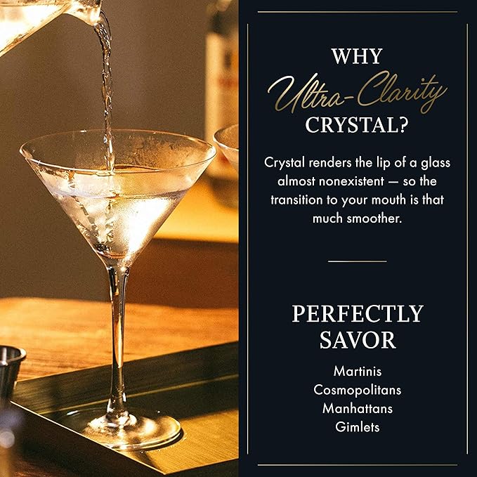 ELIXIR GLASSWARE Martini Glasses Set of 2-9 oz - Hand Blown Crystal Martini Glasses with Stem - Elegant Cocktail Glasses for Bar, Martini, Cosmopolitan, Manhattan Cocktail Glass Set