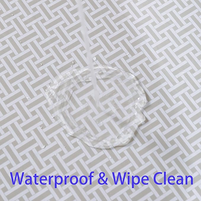 Walrus Round Vinyl Fitted Tablecloth with Flannel Backing Elastic Edge Design Table Cover Waterproof Oil-Proof PVC Table Cloth Stain-Resistant Best for 45"-56" Round