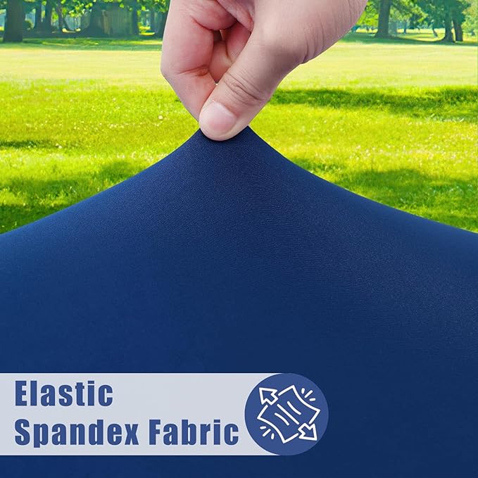 Spandex 8 Foot Rectangle Table Cloth 2 Pack, Elastic Fitted Tablecloths for Picnic, Stretch Washable Patio Table Cover for Outdoor, Camping, Banquet and Parties (Navy, 36"x96")