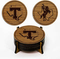 LazerEdge Tarleton State Texans Wooden Coaster Set - Cherry Wood - Officially Licensed Product - 4-Pack