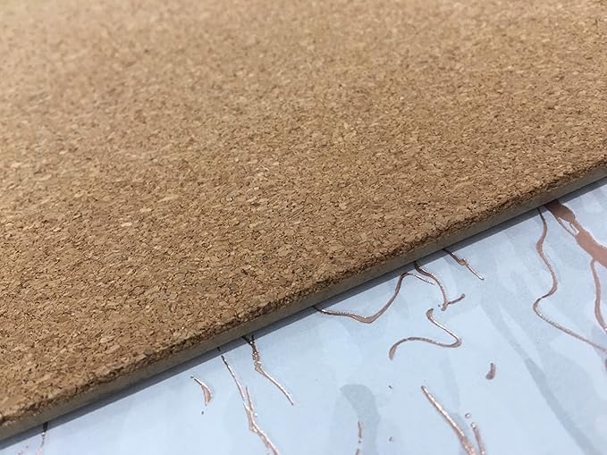 Dainty Home Foiled Granite Thick Cork Heat Resistant Dining Table Placemats Set of 2, 15" Round, Marbled Rose Gold - 2MC15RGO