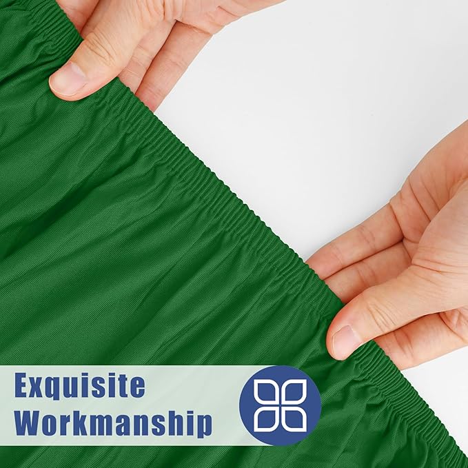 Round Spandex Tablecloth, Elastic Fitted Waterproof Tablecloths for 31"-35" Tables, Stretch Washable Picnic Table Cover for Camping, Dining, Indoor and Outdoor, Emerald Green