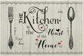 Retro Farmhouse Placemat Set, Minimal Black White Rustic Plank Art Sketch Cutlery Knife Fork Inspirational Quotes Pattern Home Decor Linen Table Mats for Dining Room Kitchen Party (17x12in) x6P