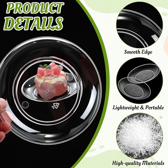 Zopeal 150 Pcs 5 Inch Plastic Dessert Plates Bulk Disposable Small Clear Appetizer Round Wedding Cake Plates Heavy Duty for Dinner Party BBQ Picnic Travel Event Birthday Supply