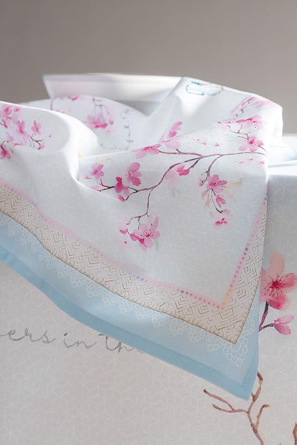 Maison d' Hermine Cloth Napkins Set of 4 100% Cotton Everyday Reusable Square Napkins Cloth Washable Dinner Wedding Restaurant Valentines Day Decorations Spring/Summer (Blossoms in Spring, 20" x 20")