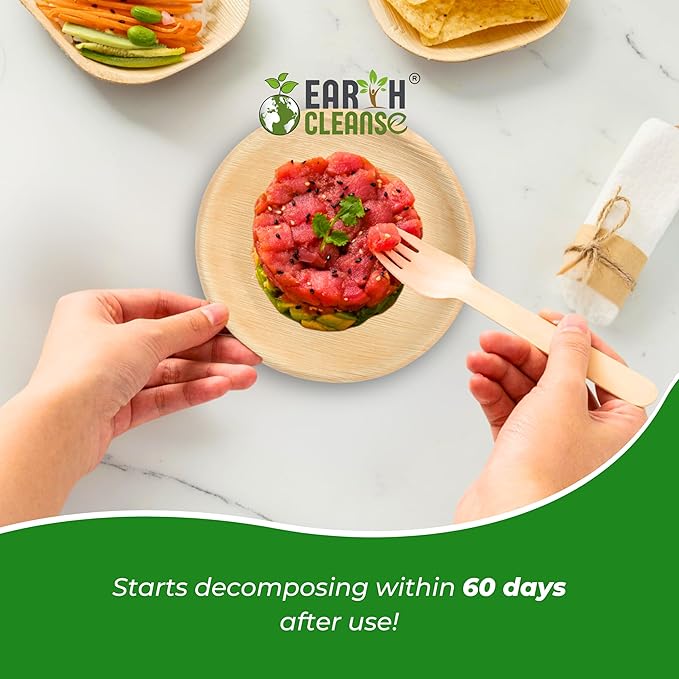 The Palm Dinnerware – Palm Plates 8 Inch Round (50 Count) | Compostable & Biodegradable | Like Bamboo Disposable Plates | Oven & Microwave Safe | USDA 100% Biobased