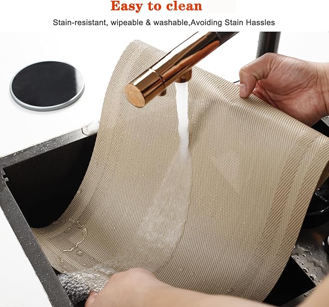 Placemats Set of 12,Washable,Heat and Stain Resistant Indoor/Outdoor Place mats,Vinyl Woven Non Slip Table Mats for Restaurant Table Protection,PVC Placemats(Beige,12PCS)