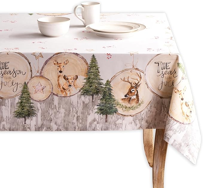 Maison d' Hermine Table Cloth Rectangle Table 100% Cotton 60 x 108 Inches Fall Tablecloth Reusable Everyday Use for Thanksgiving Christmas Decorations Dining Farmhouse Party (Mountain Life)