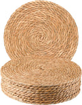 Round Woven Placemats 13.8 Inch Set of 10 - Boho Rattan Placemat Natural Water Hyacinth Placemats, Farmhouse Weave Place Mats, Rustic Braided Wicker Table Mats for Dining Table,Home,Wedding