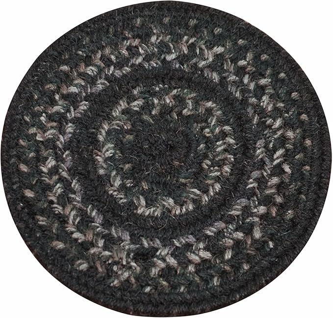 Homespice Jet Black Jute Braided Kitchen Trivets for Hot Dishes, Warm Primitive Decor, Set of 6, 8" Round Heat Resistant Mat - Rich Colors, Easy to Clean, Durable and Protects Furniture