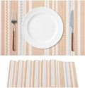 FAVE Boho Vinyl Placemats Set of 4, Durable Woven Place Mats Washable Heat Resistant PVC Table Mats for Parties,Weddings, Dining,Banquet(Orange, 4PCS)