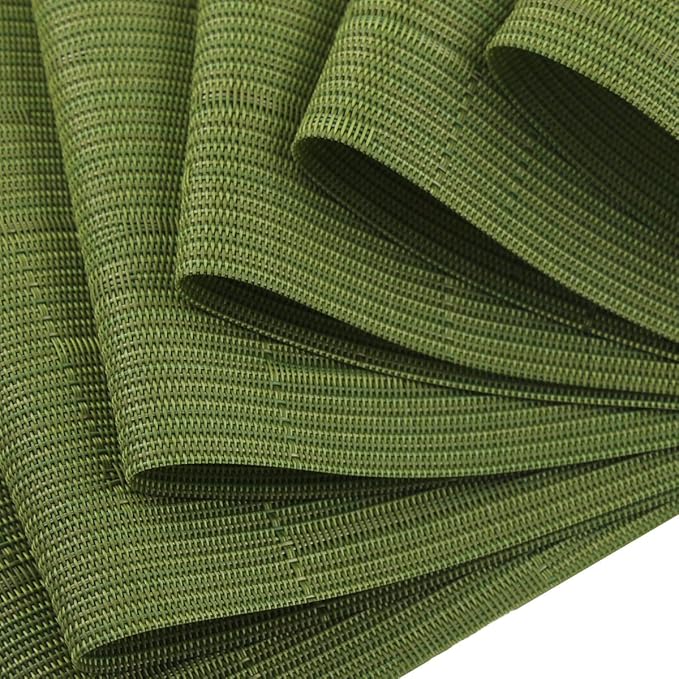 Plastic Placemats,Non Slip Washable Placemats for Dining Table Wipe Clean Table Mats Set of 6 (Sage Green)