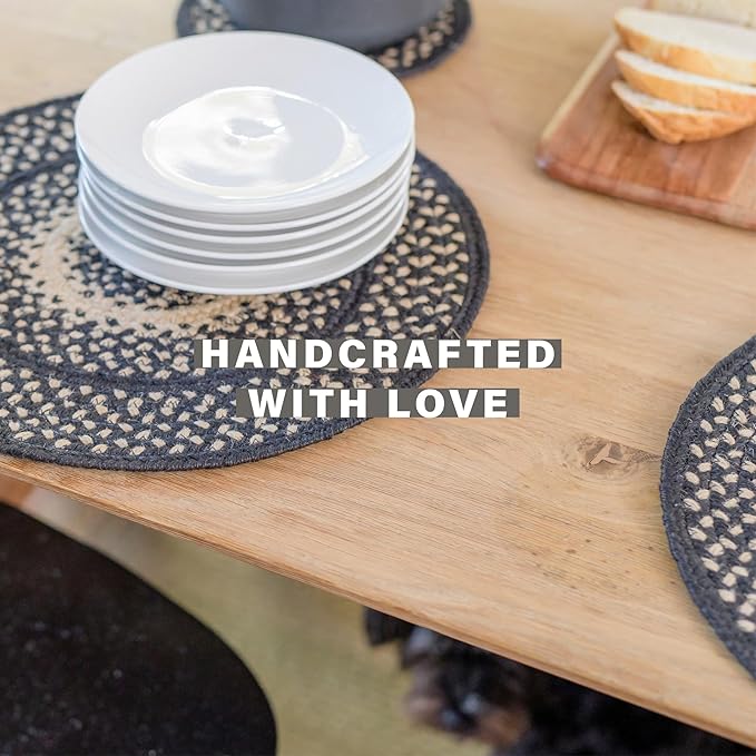 Homespice Manchester Oval Table Runner - 11"x36", Black & Tan - Handcrafted with Jute - Rich Colors, Easy to Clean, Durable and Protects Furniture