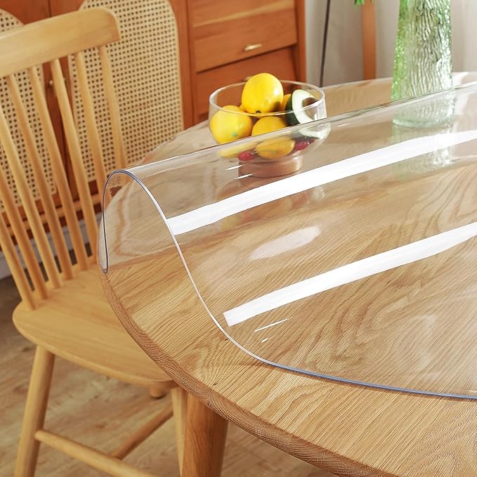 Warmstar Clear Table Protector 2mm Thick, Dia.30 Inch Round Clear Table Cover Protector, Plastic Table Cover, Clear Desk Mat Desk Pad, Desk Protector Mat for Coffee Table, Writing Desk, Dining Room