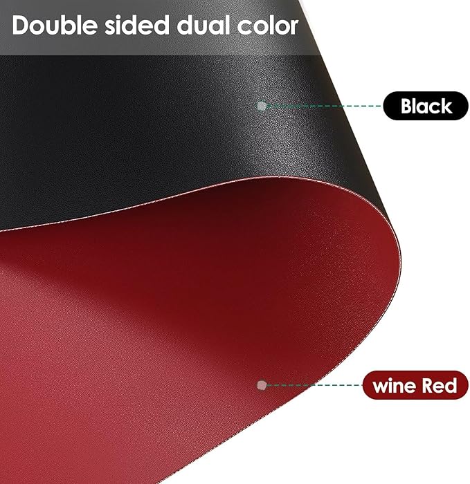 Leather Dresser Cover,1.8mm Thick,14x72 Inch,Dresser Protector Top,Dresser Top Protector,Dresser Cover Top,Dresser Top Cover,Dresser Cover Top for Bedroom.(Black+Wine Red,14x72)