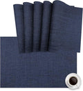 DACHUI Placemats Set of 8, Linen Look Woven Place Mats, Water Resistant, Heat Resistant, Washable, Durable Table Mats (Navy Blue)