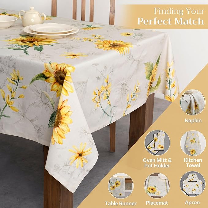 Maison d' Hermine Table Cloth Rectangle Table 100% Cotton 54 x 72 Inches Tablecloth Reusable Decorative for Dining Room Farmhouse Home Valentines Day Decorations Spring Summer - Candice