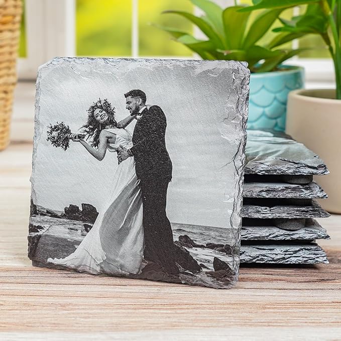 Blue Ridge Mountain Gifts - Custom Coasters Printed with with Your Images, Wedding for Bride and Groom, Wedding Photo Collage, Picture Prints, Personalized Square Coasters Set