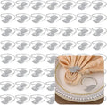 Set of 100 Napkin Rings Metal Silver Elegant Bling Leaves Rhinestone Napkin Rings Bulk Dinner Banquet Serviette Decor, Dining Table Setting for Thanksgiving Christmas Holiday Wedding Party