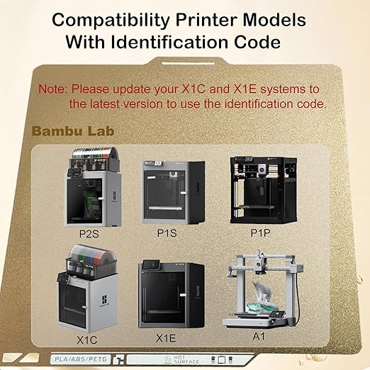 P2S PEI Build Plate Double Sided Textured PEI Sheet with Identification Code for P2S /A1/X1C/P1P/P1S/X1E 3D Printers 257x257mm PEI Coating Platform for Bambulabs