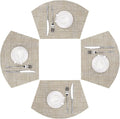 SHACOS Wedge Placemats Set of 4 for Small Round Table Woven Vinyl Table Placemats Wipe Clean CircleTable Mats Indoor Outdoor, Beige