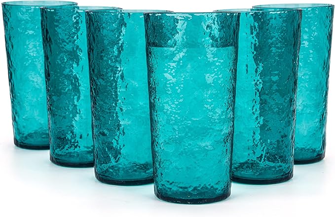 KX-WARE 18-ounce Acrylic Highball Glasses Plastic Tumbler, set of 6 Turquoise