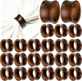 Zhehao 50 Pcs Wood Napkin Rings Bulk Acacia Handmade Dining Table Napkin Holder Buckles for Winter Spring Valentine's Day Wedding Dinner Harvest Holiday Table Decoration(Concave Edge,Brown)