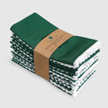FINGERCRAFT Dinner Cloth Napkin Cotton Blend 4 Pack Vintage Rustic Premium Quality Mitered Corners Napkin Cloth with Elegant Lace for Everyday Use, Pre Shrunk and Good Absorbency 20x20 in Eden Green