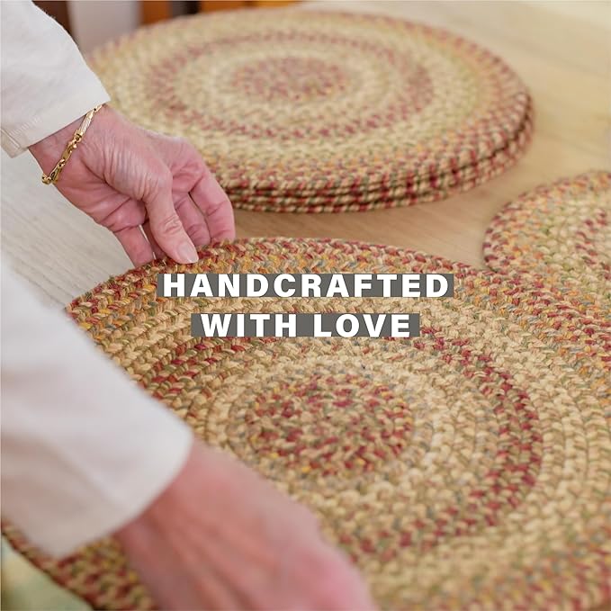 Homespice Harvest Jute Woven Round Placemats Set of 6, 15", Warm Country Decor, Multicolor Table Mats - Vibrant Colors, Durable, Easy to Clean and Protects Furniture