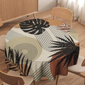 Boho Medieval Abstract Leaves Round Tablecloth, Mid Century Modern Bohemian Style Print Tablecloth for Home Party Dining Room Kitchen Decor 36Inch(90cm)