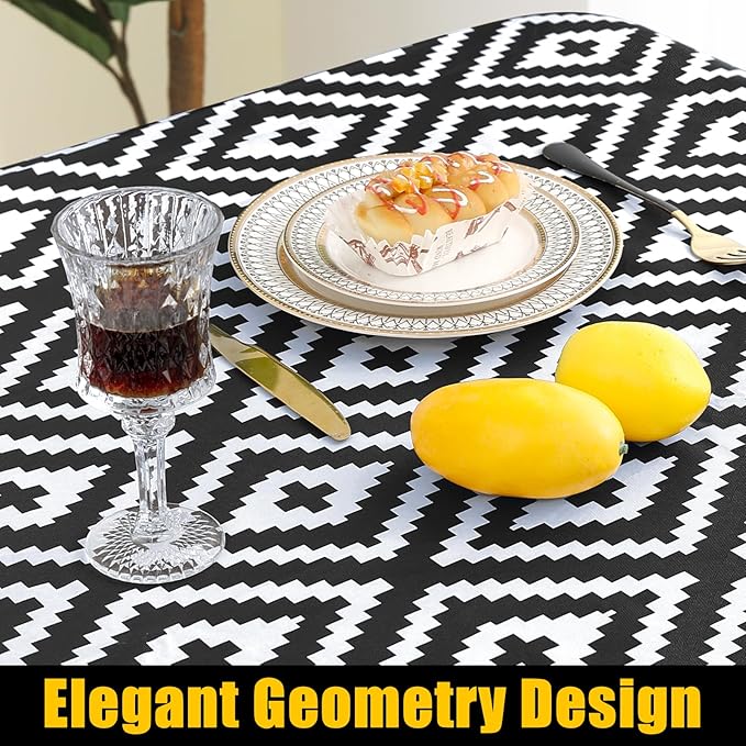 Smiry Rectangle Table Cloth Cover, Waterproof Elastic Fitted Picnic Tablecloth for 4 Foot Tables, Wipeable Flannel Backed Vinyl Tablecloths for Camping, Dining, Outdoor (Black, 24" x 48")