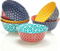 DOWAN Mosaian 33 OZ Large Bowl Set of 6 - Ceramic Deep Bowls for Ramen, Pasta, Salad - Vibrant Patterned Porcelain Bowls for Kitchen Decor & Housewarming Gift - Dishwasher & Microwave Safe