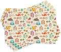 Ambesonne Cartoon Place Mats Set of 4, Autumn Pattern Owl Fox Squirrel Birds Animal Leaves Print, Washable Fabric Placemats for Dining Table, Standard Size, Cream Orange