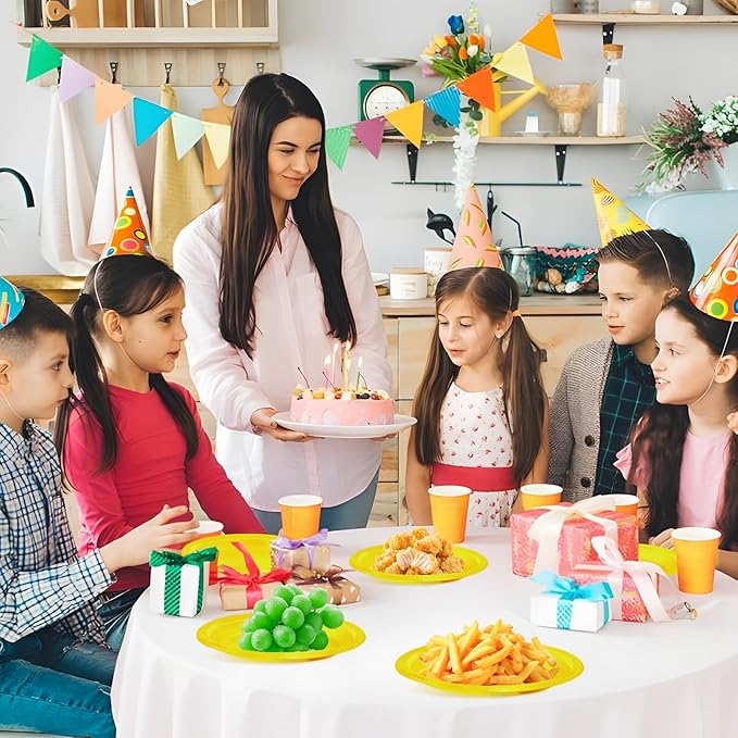 WELLIFE Yellow Plastic Party Plates 9 Inch -150 Count, Disposable Plastic Dinner Plates for Easter Spring Parties Mother's Day Picnic BBQ