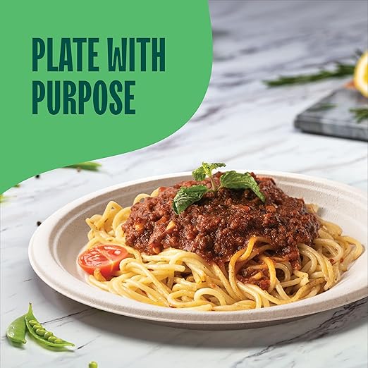Deep Dish Paper Plates, Heavy Duty Disposable Dinner Plates [500-Pack] 9 Inch Plates - 100% Compostable Eco-Friendly, Biodegradable Sugarcane Bagasse, Natural Brown 9" Paper Plate Disposable