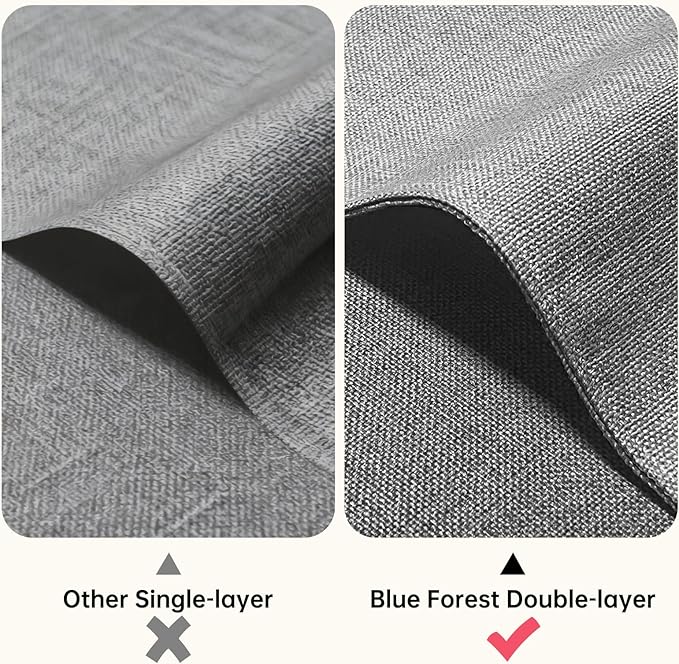 Blue Forest Placemats Set of 4, Dual-Layered Thickened Faux Linen Table Mats Heat Resistant Machine Washable Wrinkle Free Place Mats for Kitchen Dining Outdoor/Indoor (Light Grey)