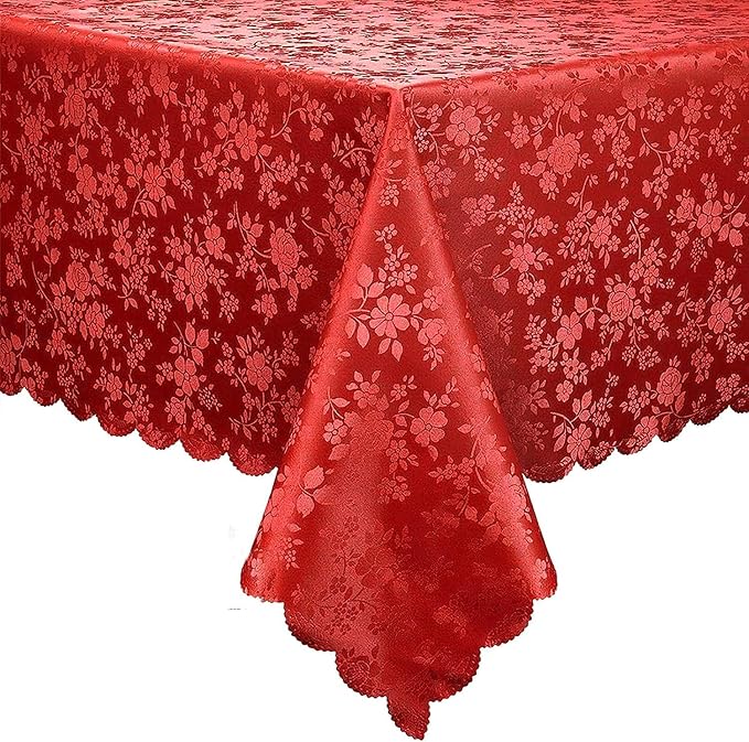 Smiry Rectangle Table Cloth, Waterproof Heavy Duty Vinyl Tablecloths, Wipeable Washable Table Cover for Kitchen and Dining Room (Red, 54" X 120")