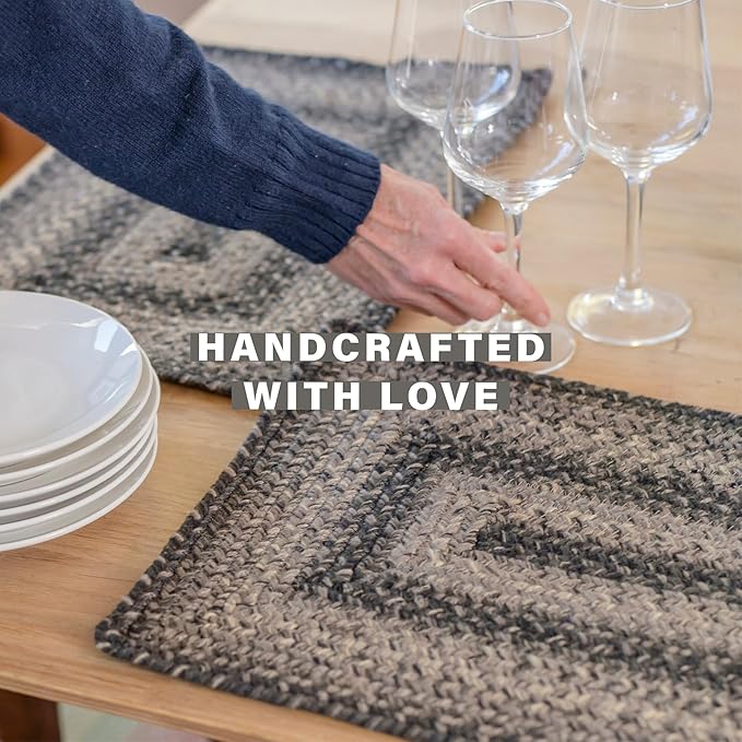 Homespice Flint Hill Dining Placemats, Warm Primitive Decor, Set of 6, Grey - 13x19 Rectangle Table Mats - Vibrant Colors, Durable, Easy to Clean and Protects Furniture