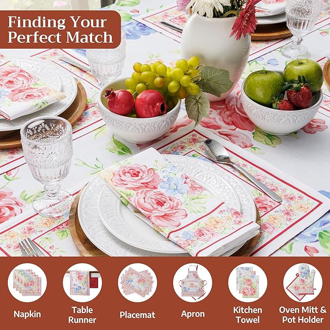 Maison d' Hermine Table Cloth Rectangle Table 100% Cotton 70 x 140 Inches Tablecloth Reusable Decorative for Dining Room Farmhouse Home Valentines Day Decorations Spring Summer - Vintage Floral