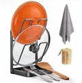 Kitchen Pot Lid Storage Rack, Stainless Steel Lid Holder with Removable Drip Tray, Double-Layer Countertop Organizer