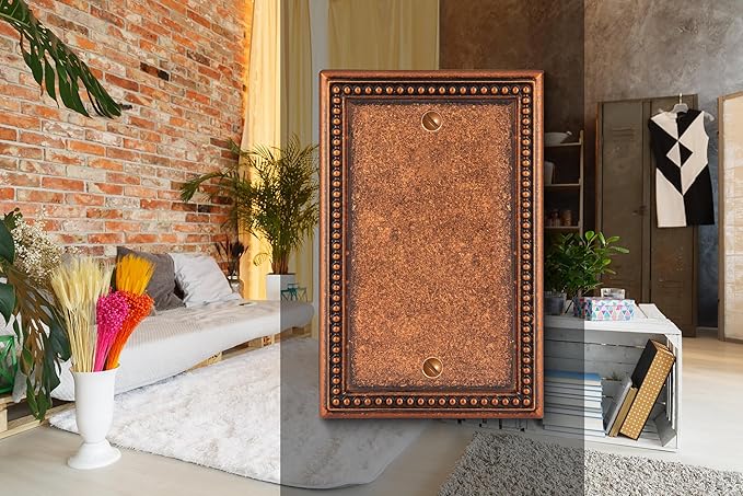 Henne Bery Raised Pearls Decorative Wall Plate Switch Plate Outlet Cover (Single Blank 2PK, Sponged Copper)