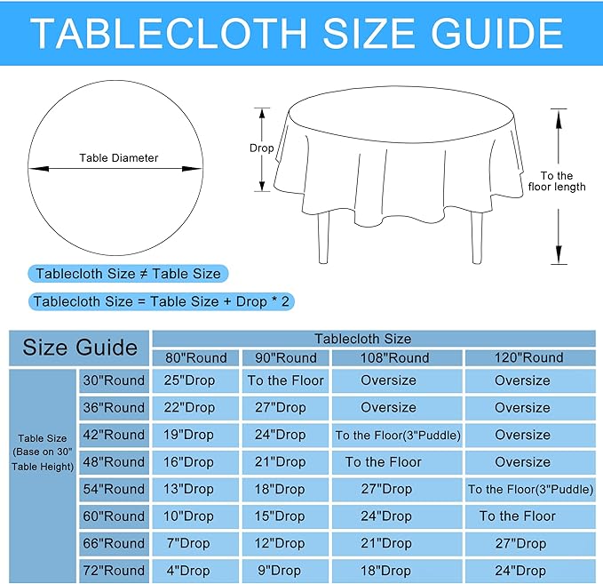 Hiasan Round Linen Tablecloth 120 Inch - Wrinkle and Stain Resistant Washable Polyester Fabric Table Cloth for Dining Room Kitchen Party, Black