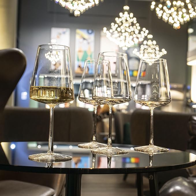 Stölzle Lausitz Power 13.5 Oz White Wine Glass (Set of 4) - Lead-Free Durable Glassware, Dishwasher Safe - Pulled Stem & Radiant Sparkle, Crystal Glassware Set & Bar Glassware Essentials