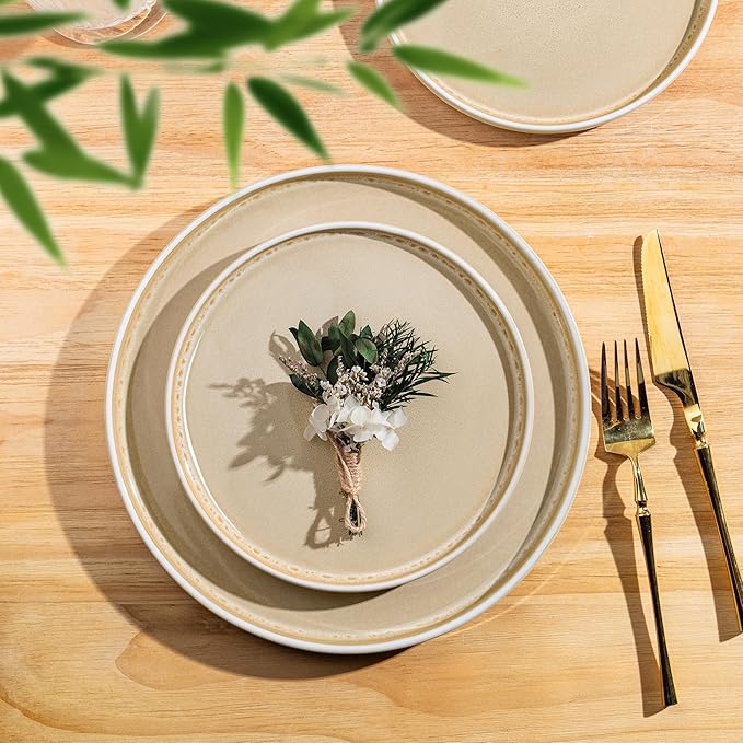 AmorArc Ceramic Dinnerware Sets, Handmade Reactive Glaze Stoneware Plates and Bowls Sets,Highly Chip and Crack Resistant | Dishwasher & Microwave Safe Dishes Set, Service for 6 (18pc)
