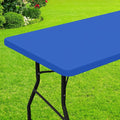 Smiry Rectangle Picnic Table Cloth, Waterproof Elastic Fitted Tablecloths for 5 Foot Tables, Washable Polyester Table Cover for Camping, Indoor and Outdoor (Blue, 36"x60")