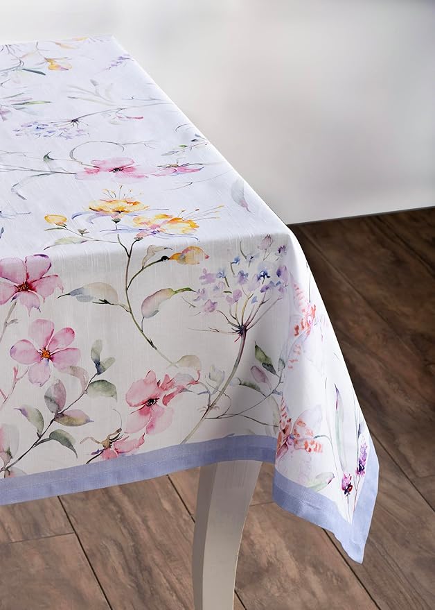 Maison d' Hermine Table Cloth Square Table 100% Cotton 54 x 54 Inches Tablecloth Reusable Decorative for Dining Room Farmhouse Home Valentines Day Decorations Spring Summer - Summer Floral